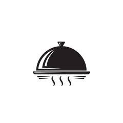 Obraz premium Elegant black and white food serving dome icon