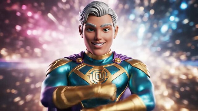 mascot super hero for marketing logo 4K 10s