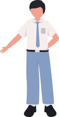 Illustration of Student in School Uniform Indonesian