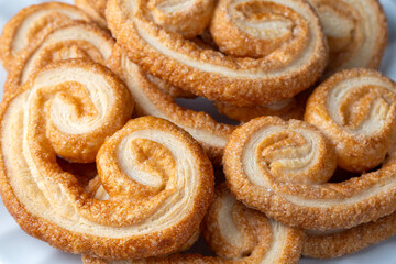 Palmiers or elephant ears, puff pastry cookies