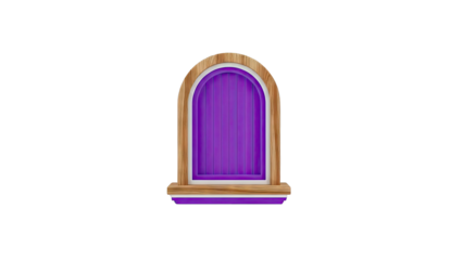Arched Purple Door with Wooden Frame