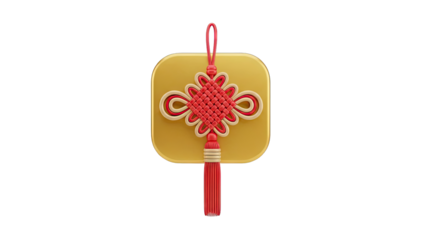 Chinese Knot Ornament with Tassel on Golden Square