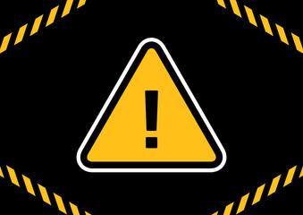 視認性の高い警告・アラート通知用バナー向け・危険や立入禁止をイメージした注意マークとハザードライン