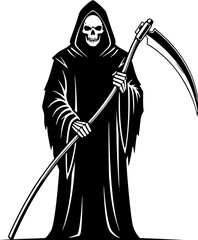 Death Skeleton Grim Reaper Scythe Vector Illustration