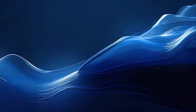 Abstract Blue Waves Flowing With Light Particles Digital Art