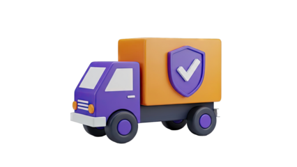 3D Illustration of a Delivery Truck with Security Shield Icon