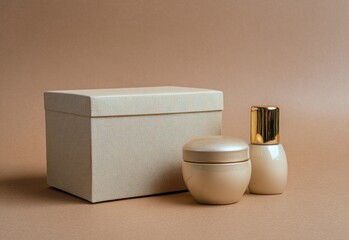 Beige skincare gift set