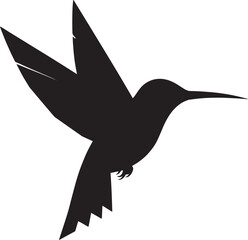 Simple Black Hummingbird Graphic in Flight Vector illustration