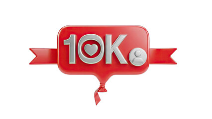 10K Followers Social Media Notification with Heart and User Icon