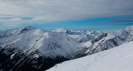 Mountain peak snow-capped mountains snow rocks landscape