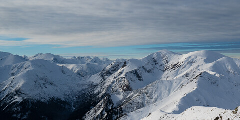 Mountain peak snow-capped mountains snow rocks landscape