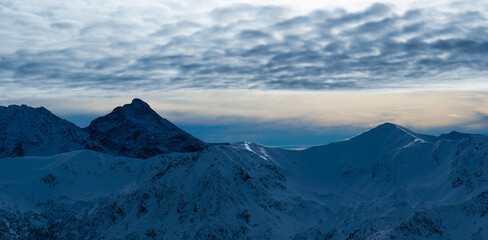 Mountain peak snow-capped mountains snow rocks landscape
