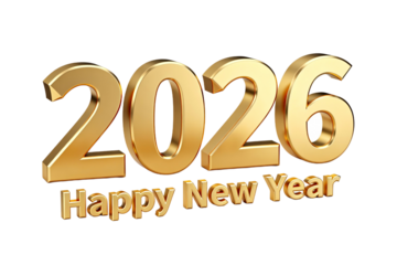 2026 Happy New Year Golden Text Design