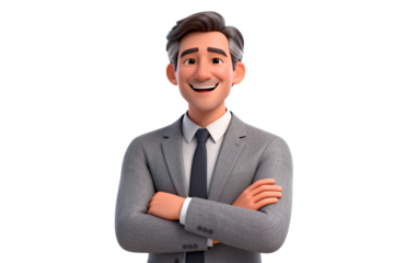 Confident Businessman with Gray Hair in Formal Suit