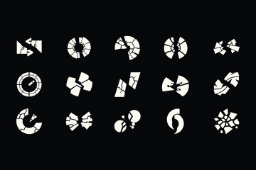 Fragmented Circle and Broken Geometry Shapes Y2K Aesthetic