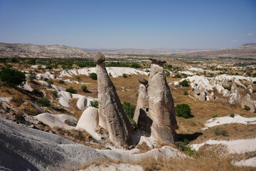 Uc Guzeller Fairy Chimney in Cappadocia, Nevsehir, Turkiye