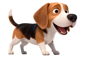 A happy beagle dog character illustration