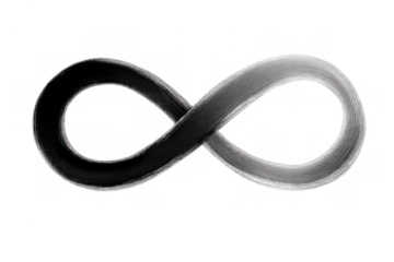 Infinity symbol forming mobius strip representing endless cycle, duality, and eternity on transparent background