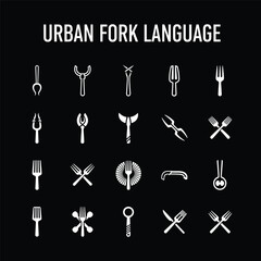 Urban Fork Language Abstract Cutlery Icons Streetwear Design