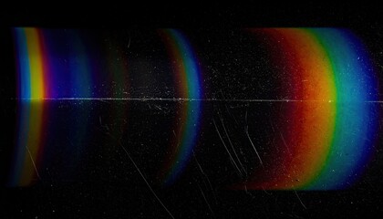 Spectral arcs refracted and layered, with light and color across a dark expanse