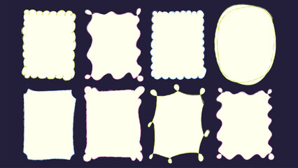 Doodle childish frames set. Colorful wavy shaped frames. Sketch style vector illustration.