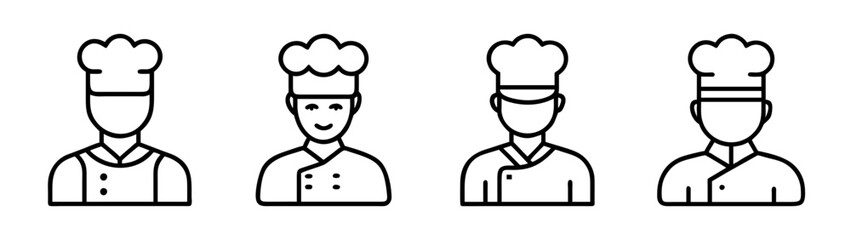 Obraz premium Chef hat vector illustration: culinary professionals, restaurant staff, kitchen workers, chefs team, line art