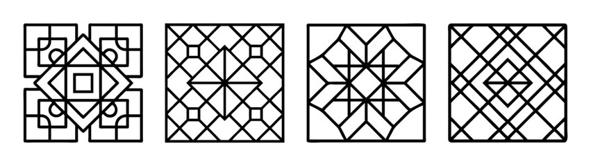 Geometric patterns vector design elements decorative art deco illustration shapes set line work, art