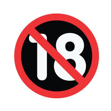 No One Under Eighteen &ndash; 18+ Age Restriction Prohibition Vector Icon, Isolated Sticker Design