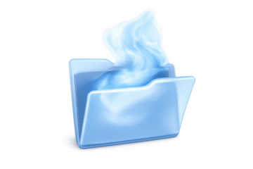 Folder icon showing digital data uploading to cloud storage, representing online backup and information transfer concepts