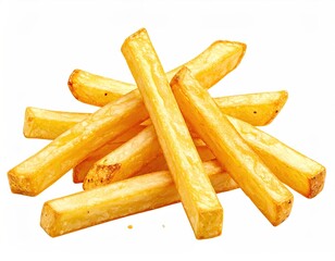 Golden, crispy fried potato sticks in a pile, ready to eat