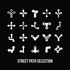 Street Path Selection Arrow Wayfinding Icons Y2K Style