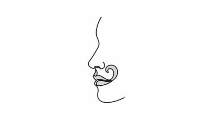 Elegant profile of a face with a stylized mustache, minimalist line art.
