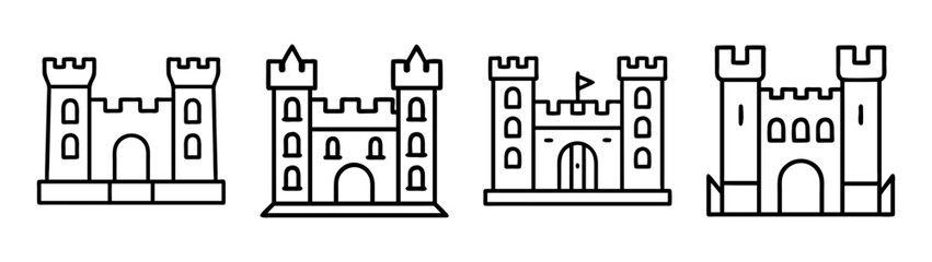 Castle illustration set of medieval fortresses and fantasy kingdoms architecture vector design icon  © IsratJahan