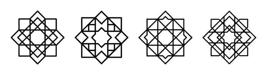 Geometric art deco pattern design with abstract diamond shapes and line art vector illustration design