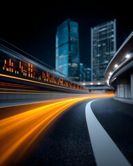 Conceptual stock photo of economic growth using abstract light trails