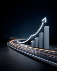 Conceptual stock photo of economic growth using abstract light trails