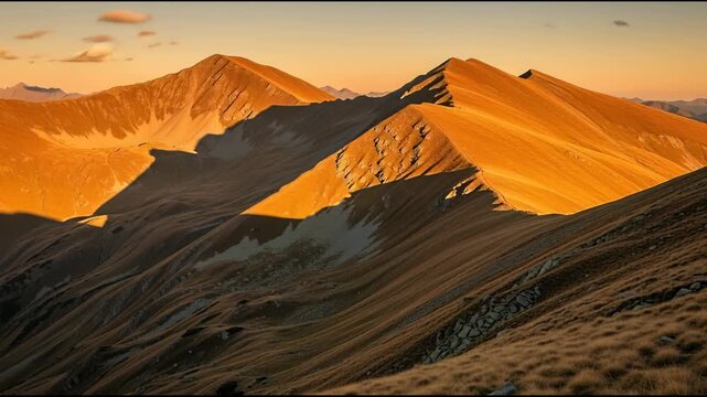 Golden mountains under dramatic sunlight nature landscape scenery