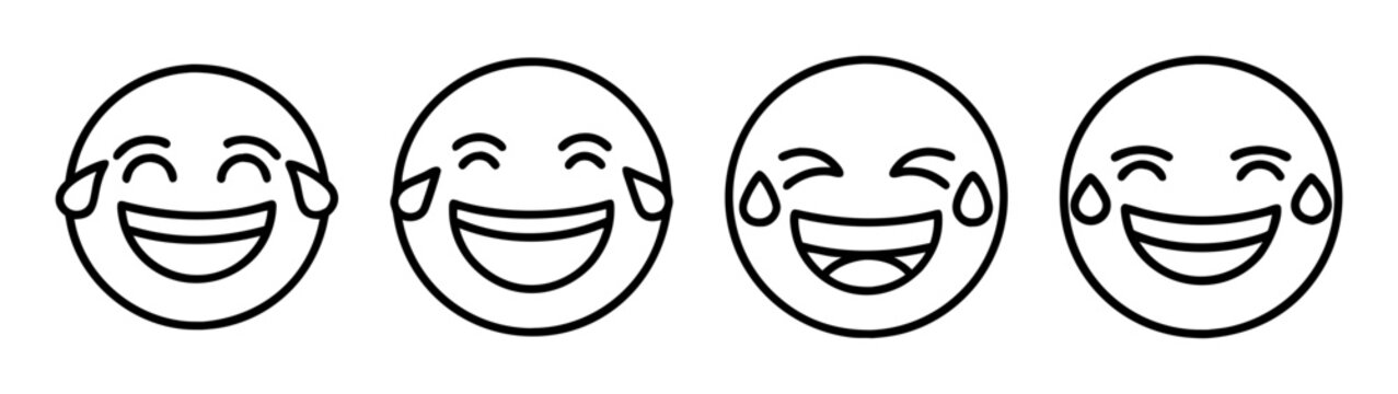 Laughing emoji face vector illustration, crying tears of joy, funny expression, meme design template