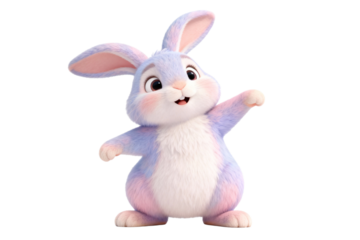Cute Pastel Colored Cartoon Bunny Character