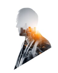 Vertical business double exposure for ads and presentations