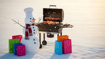 snowman with gifts