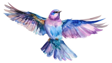 Obraz premium Lilac roller watercolor isolated on white background