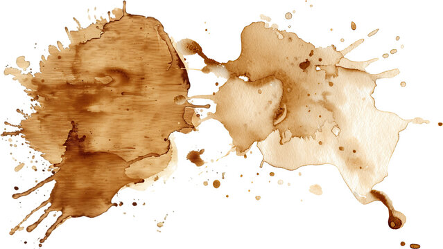 Coffee Splatter Abstract Shape on White stain splash