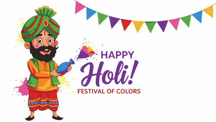Obraz premium Happy holi festival of colors celebration greeting card
