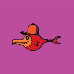 Fantasy Long Beak Fish with Unique Hat.eps