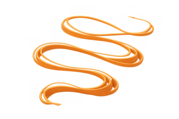 Abstract orange wavy ribbon flowing in dynamic motion. Curving lines creating a looping stream