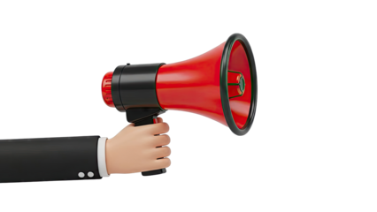 Hand in Suit Holding Red Megaphone