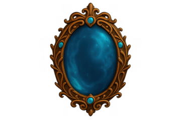 Ornate magic mirror frame with blue mystical portal