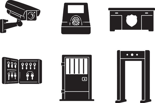 Police Station Infrastructure Silhouette Bundle eps