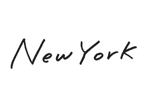 手書き風筆記体で書かれた『New York』の英字デザイン文字｜ニューヨーク, 日本語表記, 英字, 筆記体, 手書き